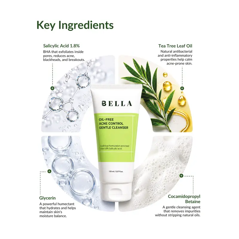 Bella Oil Free Acne Control Gentle Cleanser, 150 ML